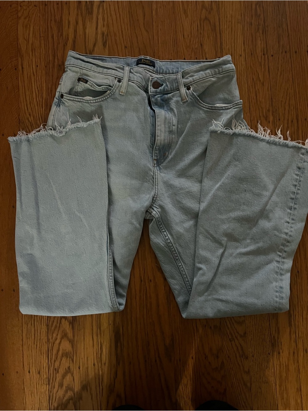 Ralph Lauren Light Blue Straight-Leg Jeans with Frayed Hem